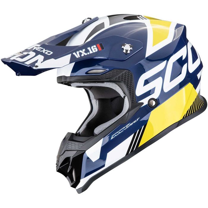 Мотокрос Каска SCORPION VX-16 EVO AIR ANALOG White/Blue/Yellow