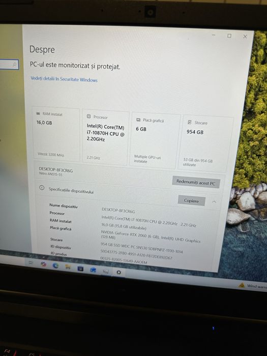 Laptop Gaming Acer Nitro 5 AN515-55 - i7-10870H / RTX 2060 / 16GB RAM