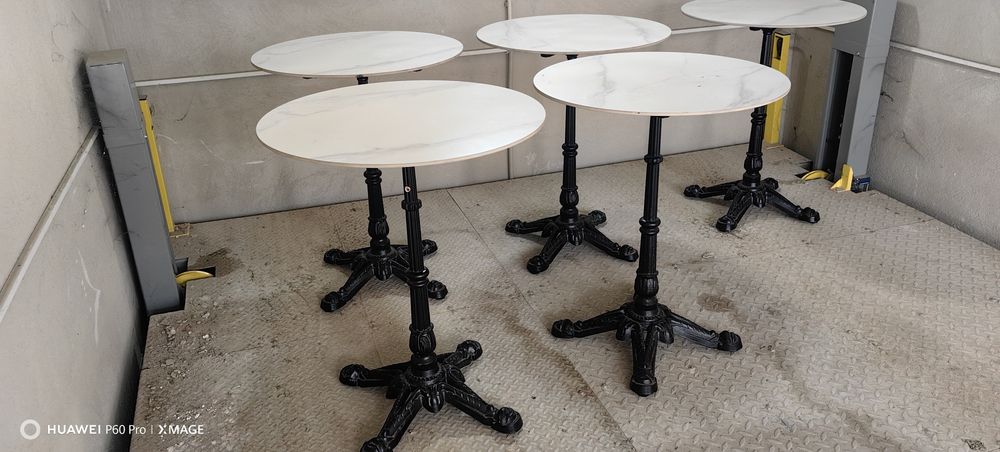 Маса за кафе , ф50 , с чугунена конструкция и хим.мрамор за плот