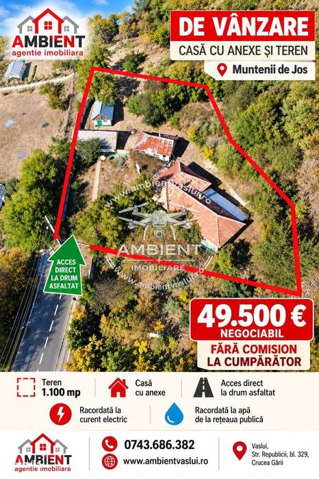 Casă tradițională cu anexe și teren 1.100 mp – VASLUI - MUNTENII DE JO