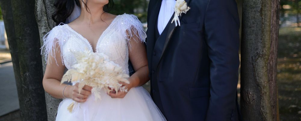 Rochita de mireasa plus voal lung de vanzare