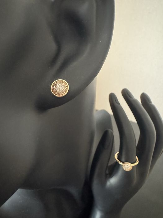 Серьги и кольцо Pandora оригинал золото 585