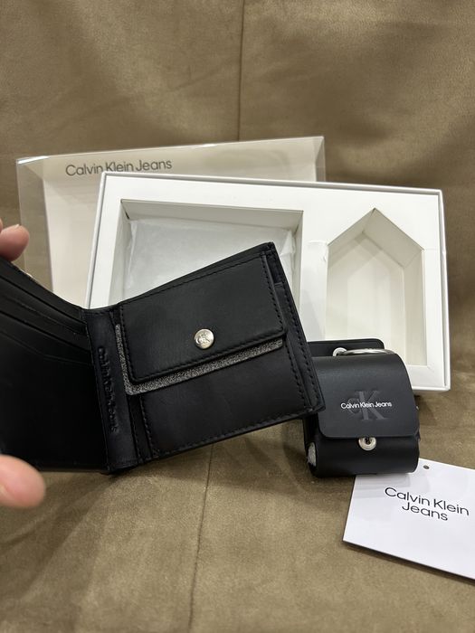 Оригинал Calvin Klein мужской кошелек+ чехол для эйрподсов