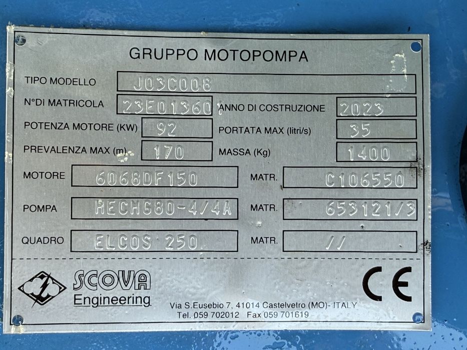 Motopompa Irigat Scova Motor 126cp John Deere Ore1126  An2023 NOUA