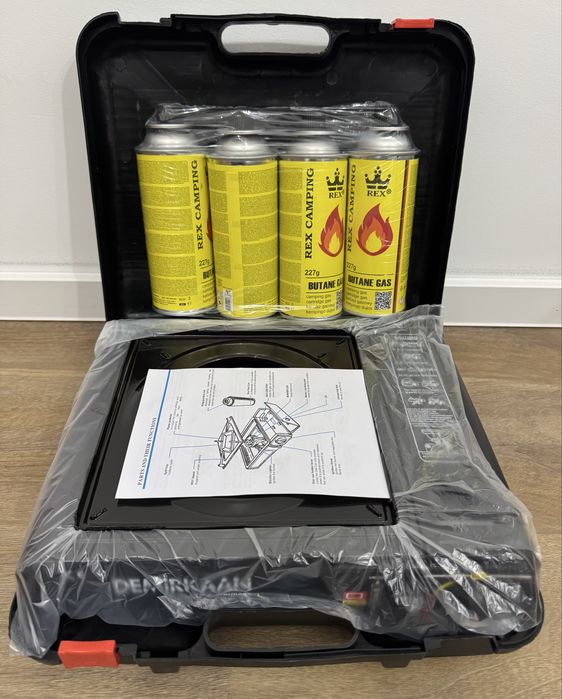 Къмпинг Газов Котлон - с Изход към Голяма Газова Бутилка и 4 Бутилки