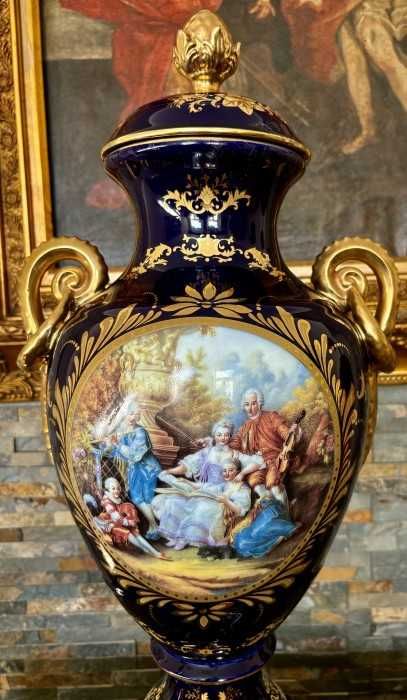 Impunator vas stil Sevres-marcat-portelan-aur-bronz-Franta