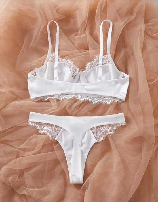 Нов нежем комплект бельо, сутиен и бикини, стринг, дамско бельо