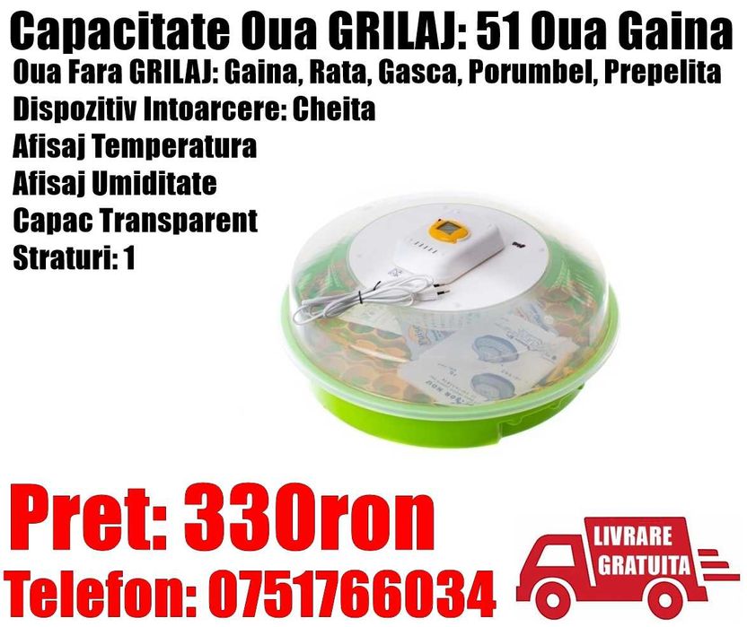Incubator Clocitoare Oua Gaina Rata Gasca Cheita T+U LivratGRATUIT MH