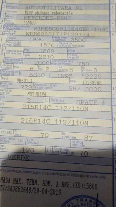 Vand sau schimb autoutilitara Mercedes Benz 308D. Schimb cu Mercedes Benz C180, W202, motorizare benzină