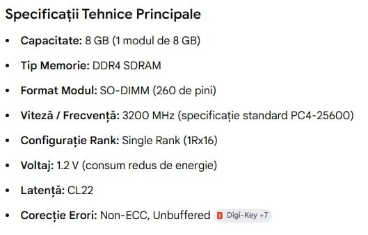 Memorii NOI 8GB SODIMM DDR4 3200MHz