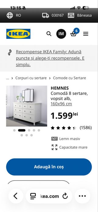 Comoda lemn Hemnes Ikea 160x96