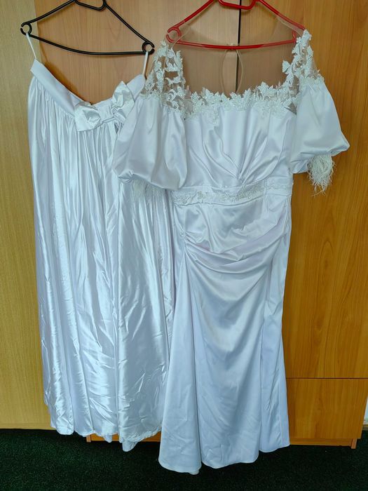 Rochie mireasa alb intens 2 in 1va