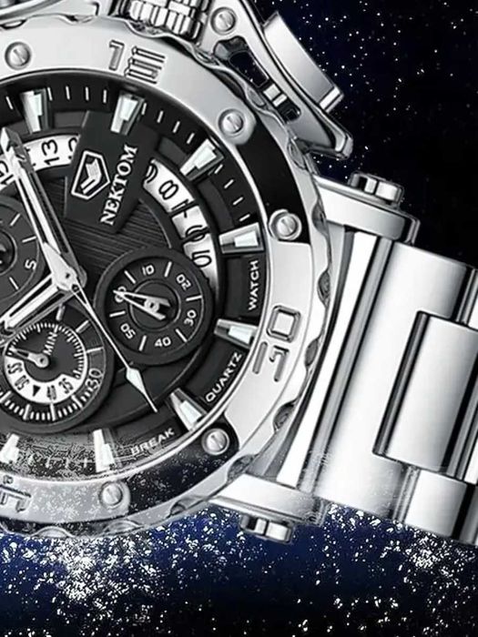 Новые часы бренд NEKTOM кварцевые, хронограф, водонепроницаемые
