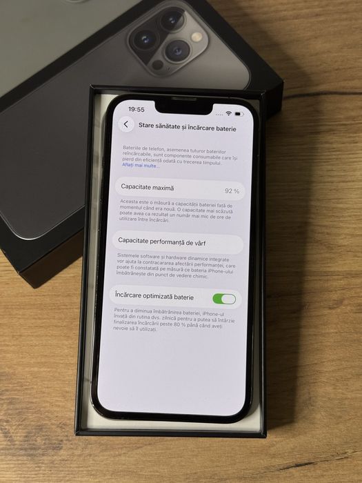 iPhone 13 Pro Graphite ca nou 92% full box + 2 huse / folie / cablu