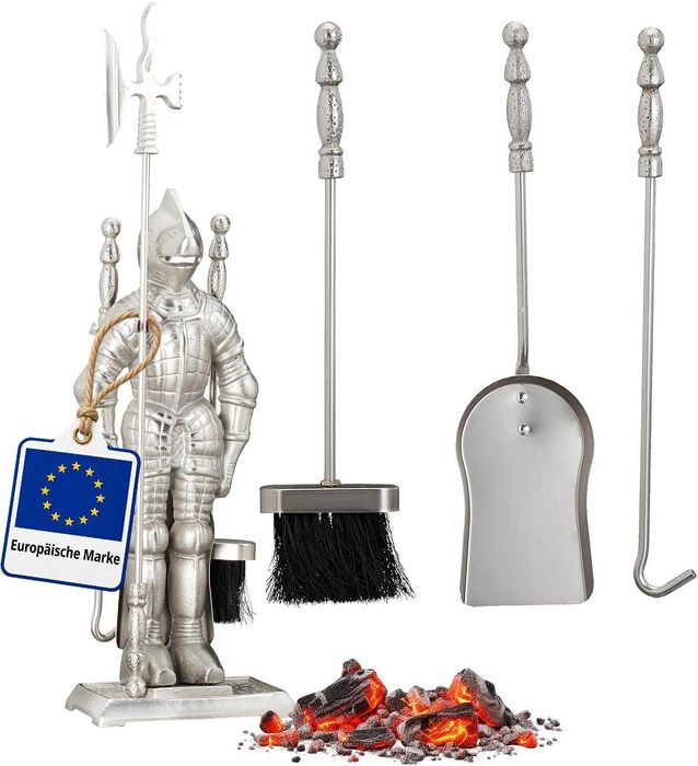 Set accesorii semineu 4 piese design medieval din fonta 72x21x12.5 cm