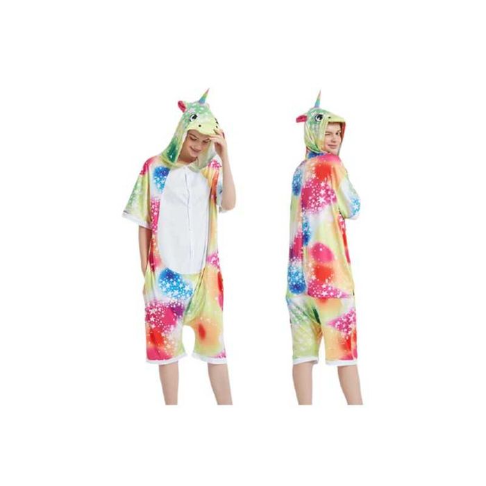Pijama salopeta scurta pentru copii, model unicorn