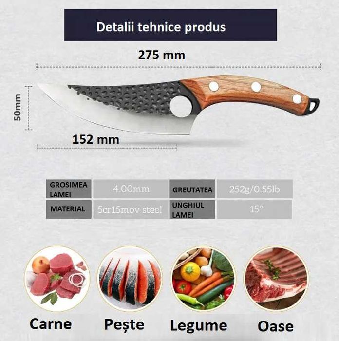 Set Cutit Profesional + Teaca + Protectie Degete + Ascutitor + Giftbox