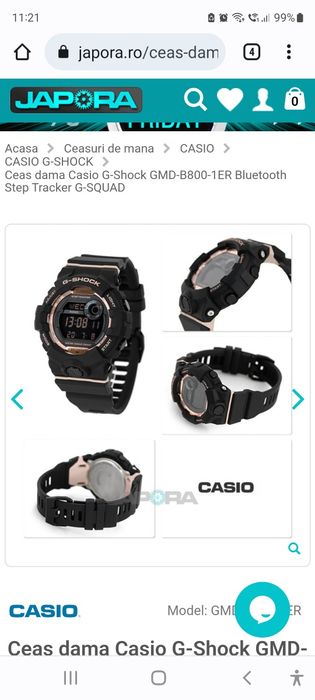 Vand ceas Ceas dama Casio G-Shock GMD-B800-1ER Bluetooth Step Tracker