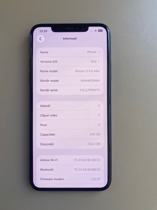 iPhone 11 Pro Max 256GB 100% baterie telefon Apple