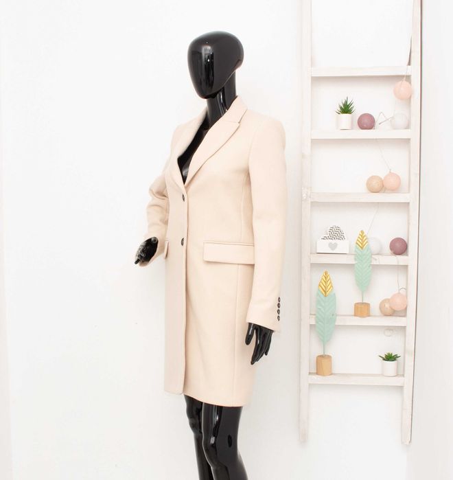 ZARA Manteco оригинално дамско преходно палто от вълна бежово XS