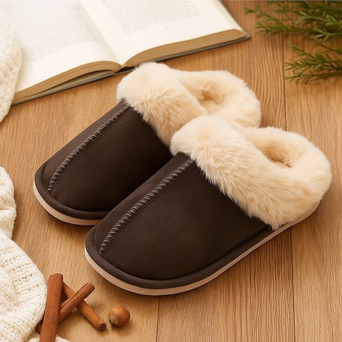 Оригинални пухкави зимни пантофи