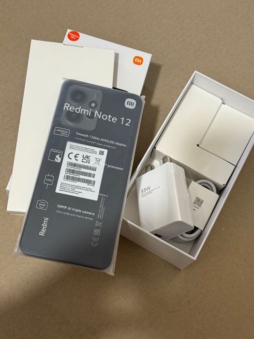 Смартфон Xiaomi Redmi Note 12, 128GB, 4GB RAM, 4G, Onyx Grey