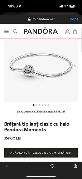 Brățară tip lanț clasic cu halo Pandora Moments + 4 Charms