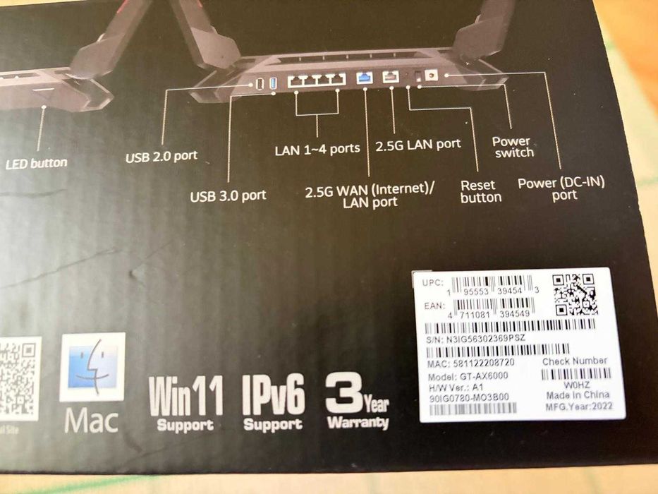 VANDUT - Router Wireless Gaming ASUS ROG Rapture GT-AX6000, Dual-Band, Wi-Fi 6, AiMesh, Triple-Level Game Acceleration
