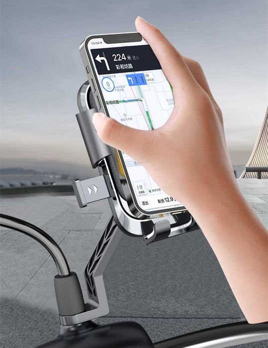 Стойка за телефон за мотор, скутер или велосипед, монтаж на огледала