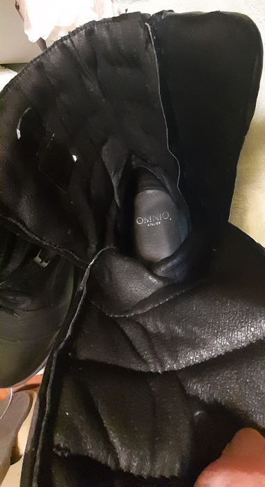 SHARI PADDED COMBAT Black Leather Milled