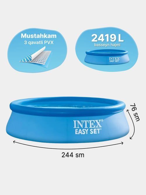 Надувной бассейн 244x76 INTEX Naduvnoy basseyn Baseyin Hovuz BASSEYIN