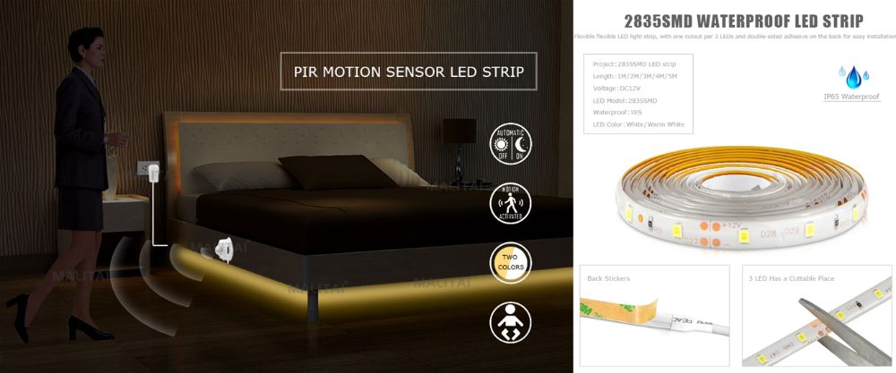 Banda Led 12V cu senzor de miscare. Luminneaza doar seara. Nou!