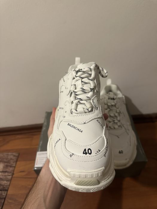 Balenciaga All Over Logo Triple S White Black