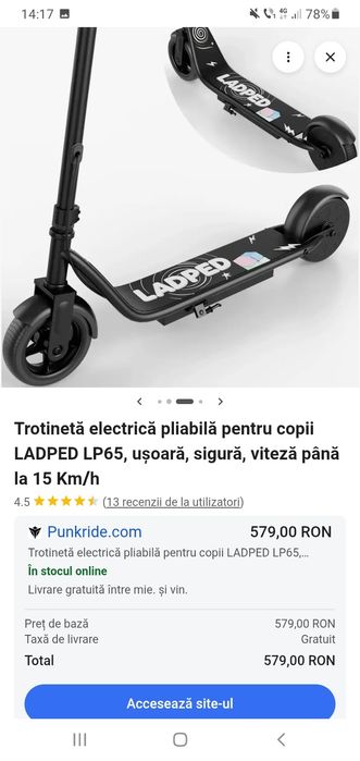 Trotineta electrică nou nouța pentru copii 12 13 ani.