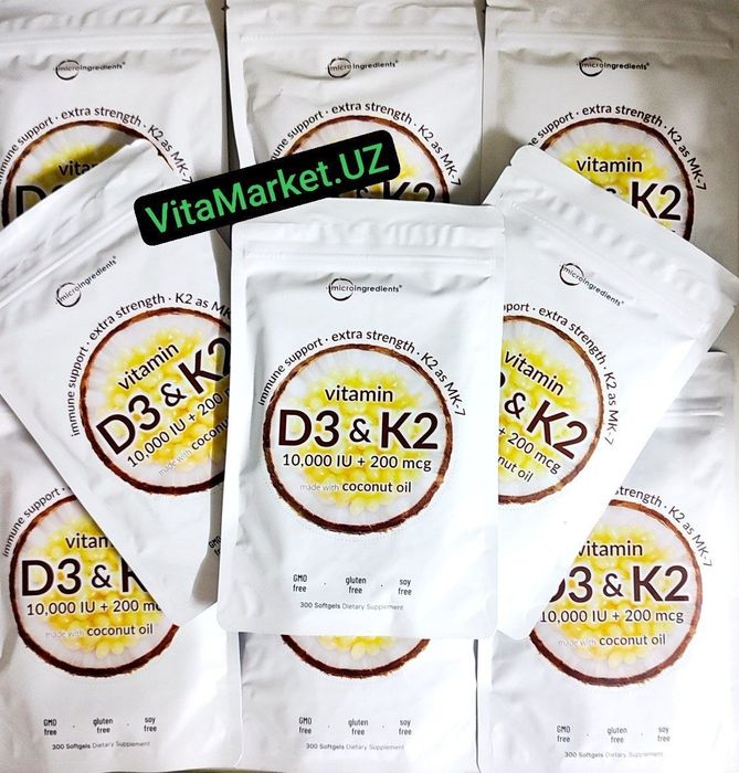 Vitamin d3 k2, vitamin d3, д3 к2, 300 softgel, 10000 IU 200 mcg