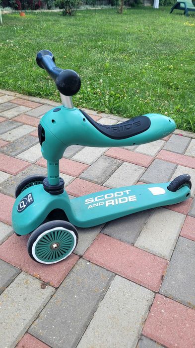 Trotinetă copii 2in1 premium Scoot & Ride HighwayKick 1 Ash, cu șezut, sistem anti-răsturnare