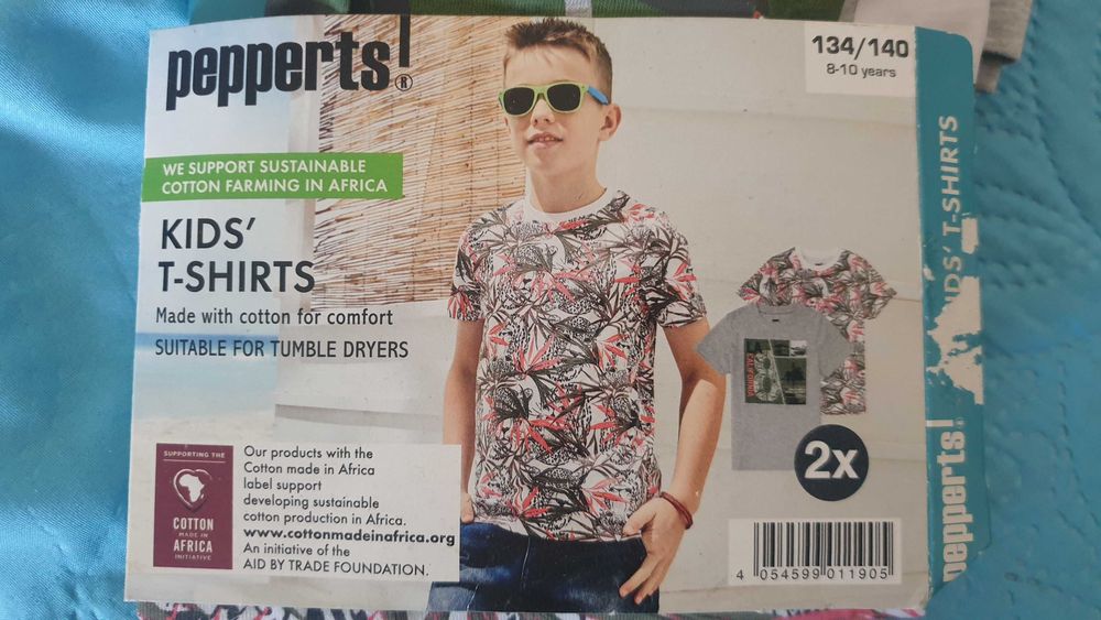 2 бр. детски памучни тениски размер 134-140 за 8-10 г.