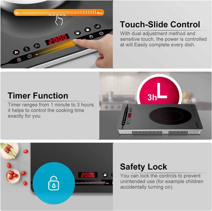 Индукционен котлон AMZCHEF 2000W,Гаранция