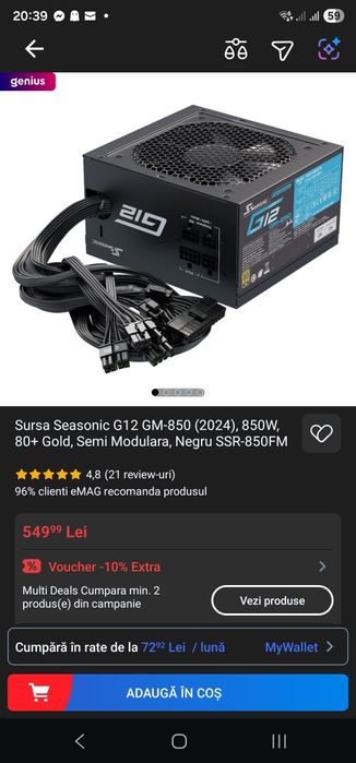 Sursa Seasonic 850w gold Garantie 4 ani