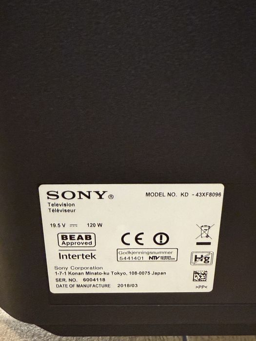 Телевизор Sony Bravia KD - 43XF8096 43”