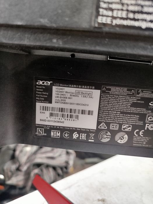 Монитор на запчасти Acer 165 Гц. 24 диагональ.