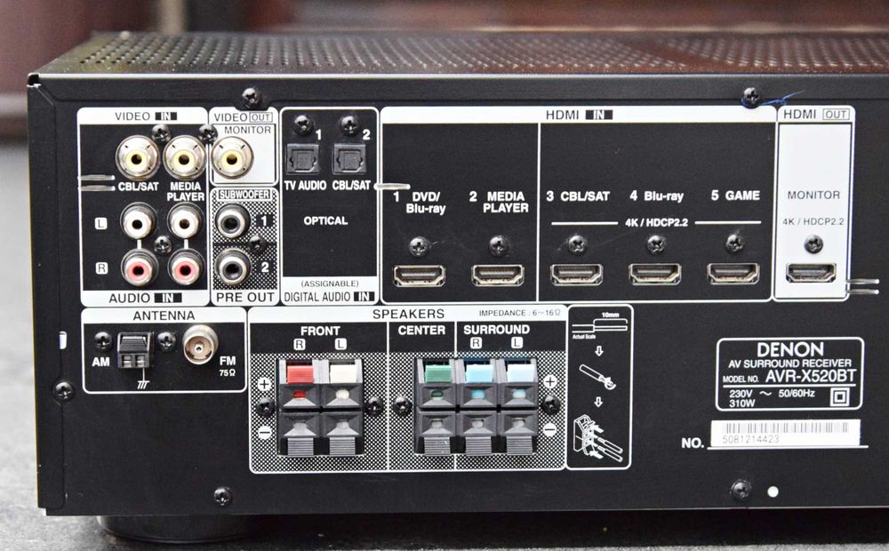 Amplificator 5.2 Denon AVR-X520BT, Receiver, Bluetooth, HDMI