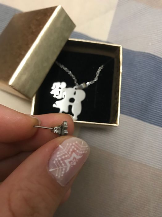 Set lantisor si cercei din inox cuplu