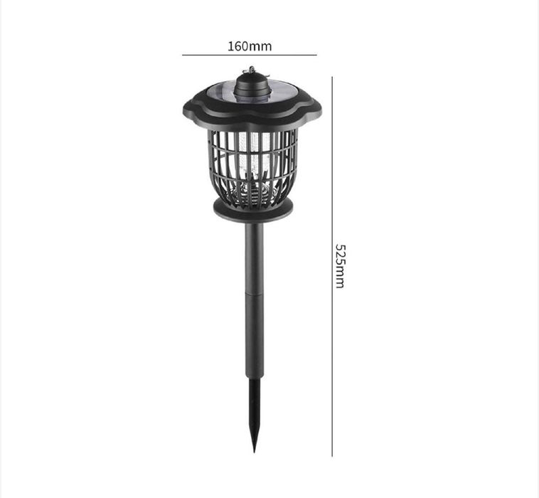Lampa solara decorativa LED si UV antitantari 52 cm pentru curte si gradina +cablu usb