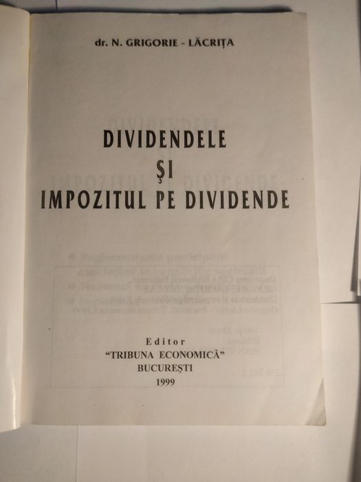 Dividendele și impozitul pe dividende 1999