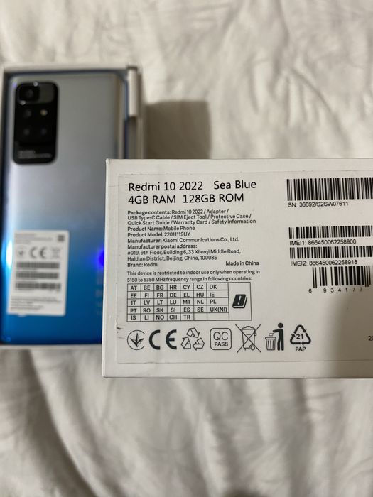 Telefon mobil Xiaomi Redmi 10, Dual SIM, 128GB, 4G, Sea Blue