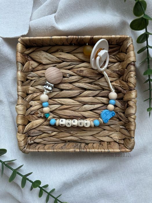 Lănțișor pentru suzeta din Silicon si lemn