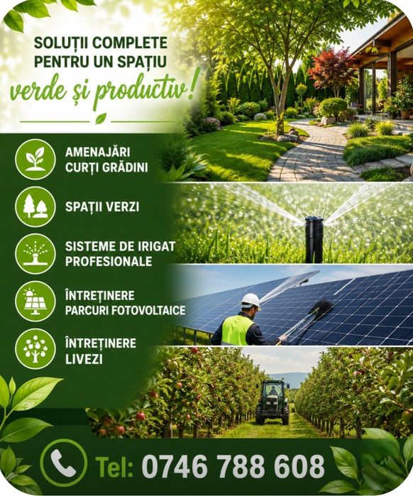 Intretinere parcuri fotovoltaice, tuns iarba in livezi, curățat teren