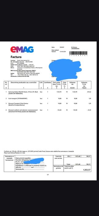 Ceas Samsung Galaxy Watch6 Classic 47mm BT – Negru – Garanție activă!