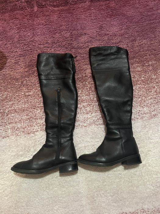 Cizme peste genunchi cambrate imblanite piele naturala 36